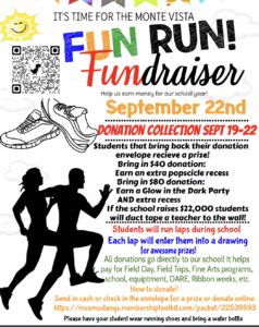 Fun Run! Fundraiser September 22nd. Donaction collection Sept 19-22